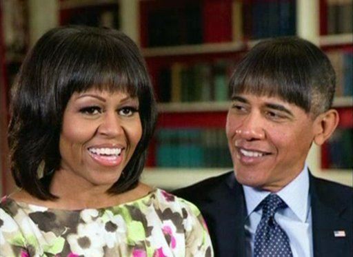 奥巴马展示与妻子刘海合成照笑爆全场（组图）